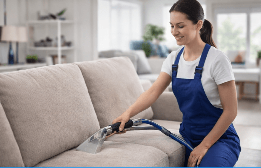 Clean sofa after professional upholstery cleaning